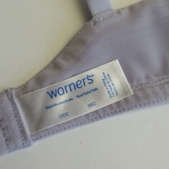 Warner's Underwire Bra Lightly Padded - Women's Size 36C Lavender Lace - Picture 8 of 9